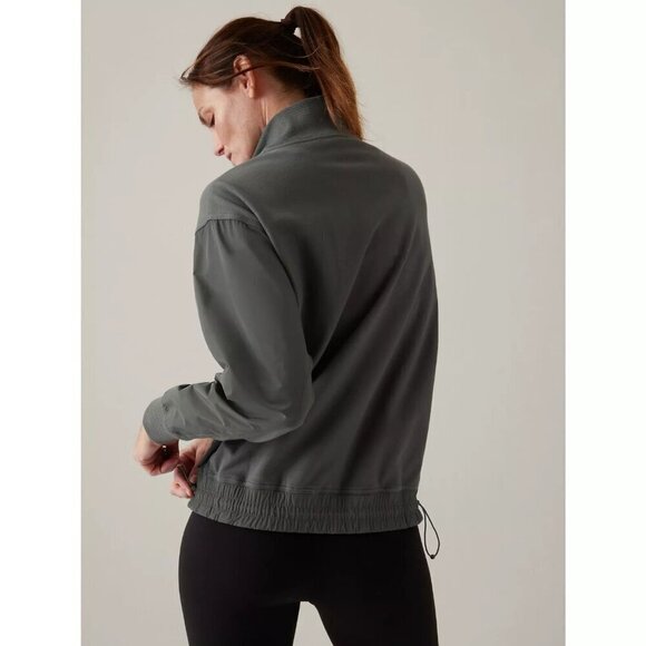 Athleta Triumph Hybrid half zip sweatshirt Bali Green Medium - Picture 2 of 6